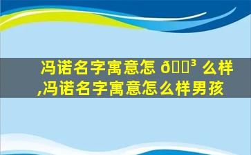 冯诺名字寓意怎 🐳 么样,冯诺名字寓意怎么样男孩